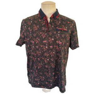 TED BAKER Polo Shirt Mens Size Large 6 Contrasting Collar Pocket